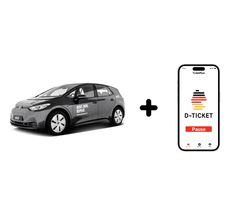 MILES x AllRide Carsharing Deutschlandticket App D-Ticket TicketPlus+